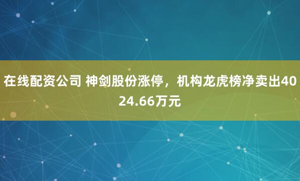 在线配资公司 神剑股份涨停，机构龙虎榜净卖出4024.66万元